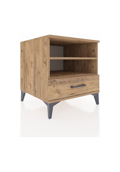 Kronos Komodin 2 Raflı Tek Çekmeceli 60x59x64 Çam-çam Çam
