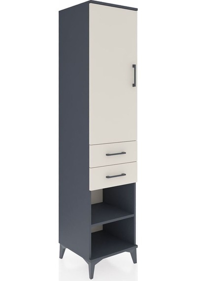 Hyperion Dolap 3 Raflı 2 Çekmeceli Tek Kapaklı 44x44x195 Antr... Antrasit