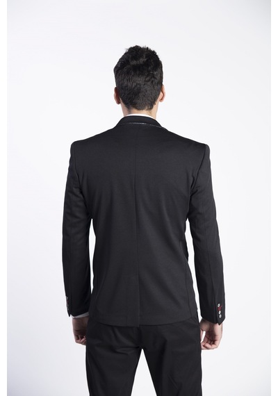 Sposo 5109 Dar Kalıp Yarım Astarlı Siyah Erkek Blazer Ceket Siyah