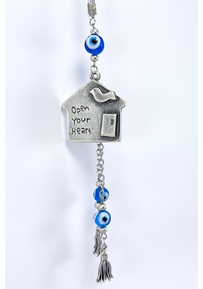 El Yapımı Cam Nazar Boncuklu Metal Eskitme Ev Salkım Nazarlı Arab