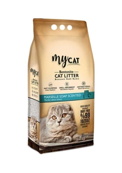 Original Mycat 10 Lt Topaklanan Bentonit Kedi Kumu Marsilya Sabun Kokulu İnce Tane