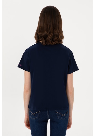 U.S. Polo Assn. Kadın Lacivert Bisiklet Yaka Tişört 50308639-VR033