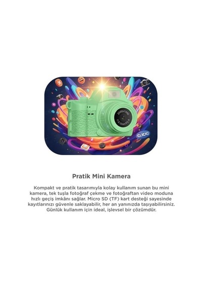 Torima Dijital Fotoğraf Makineleri Video Mini Kamera 2k Video 128gb Destekli Cmr42 Yeşil