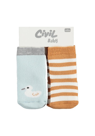 Civil Baby Ördek Havlu 6- 2'li Bebek Erkek Çorap Set Standart