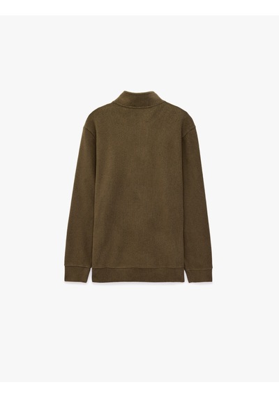 Koton Regular Fit Uzun Kollu Yarım Fermuarlı Sweatshirt Haki 7wam70012mk