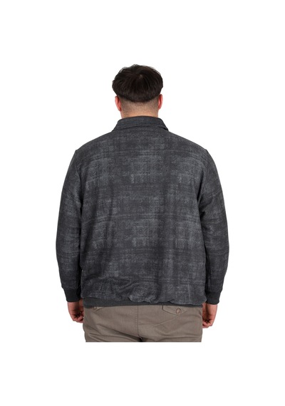 Mode Xl Büyük Beden Erkek Polo Yaka Sweatshirt Baskılı Selanik U24440 Antramelanj Antrasit