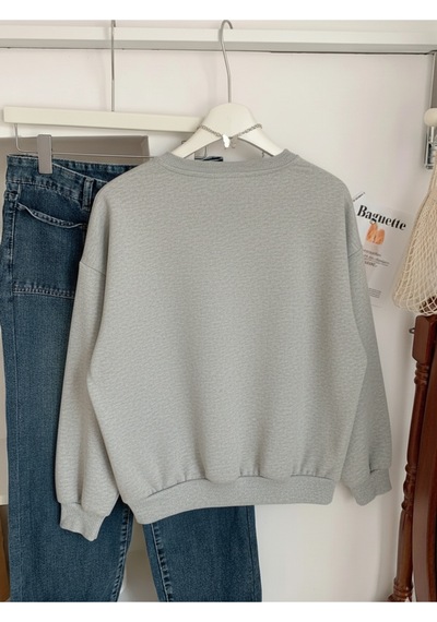 Uyguntarz Unisex Eternal Light Baskılı Tasarım Oversize Bisiklet Yaka Sweatshirt Gri