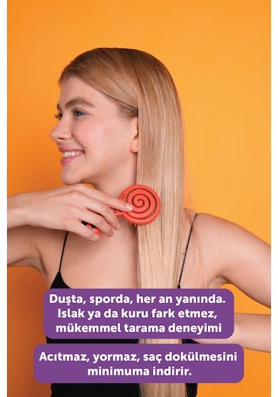 Beauty Makaron Saç Fırçası - 3d Esnek, Aynalı, Çanta Boy - Compact Detangler Yeni Sarı
