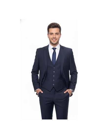 Presto Erkek 6 Drop Yelekli Slim Takım Elbise A.lacivert 581-250 Lacivert
