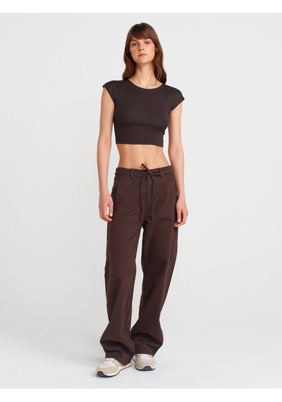 Dilvin 30528 Pamuk Ve Modal Karışımlı Crop Top-koyu Kahve Koyu Kahve