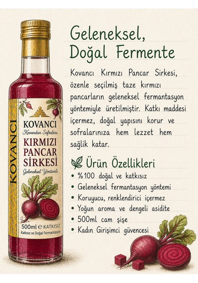 Kırmızı Pancar Sirkesi 500 Ml-katkısız & Doğal Fermente