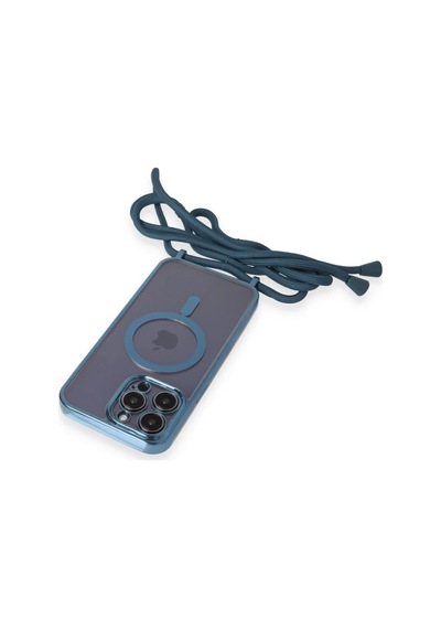 Apple İphone 13 Pro Max Kılıf Divo Lazer Askılı Magsafe Kapak - Sierra Blue 0.2M-Çok Renkli