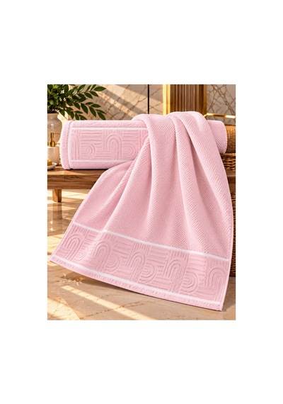 Jakarlı Büyük Boy Banyo Havlusu Premium Sıkı Dokuma %100 Organik Pamuk 90x150 Cm Pembe - 945284492 Pembe
