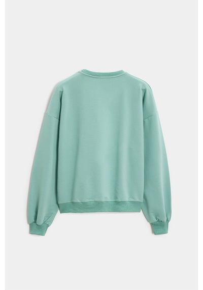 Sââde Kadın Oversize Bisiklet Yaka Basic Casual Sweatshirt Mint