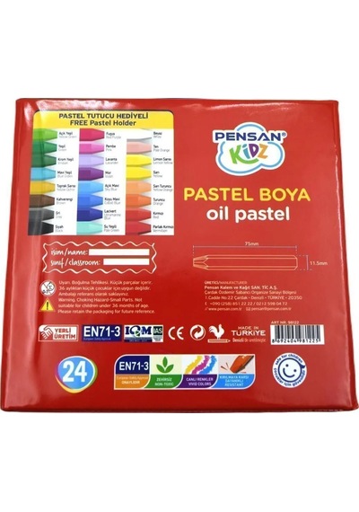 Pensan Kidz 24 Renk Çantalı Pastel Boya Çok Renkli