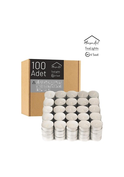 100 Adet Buhurdanlık Mumu 4 Saat Yanan Tea Light Mum Dekoratif Mumluk Mumu