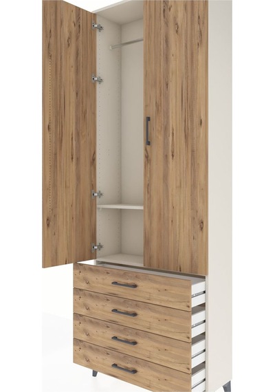 Arges Dolap 2 Raflı 4 Çekmeceli Tek Askılı 88x30x243 Aytaşı-çam Aytaşı