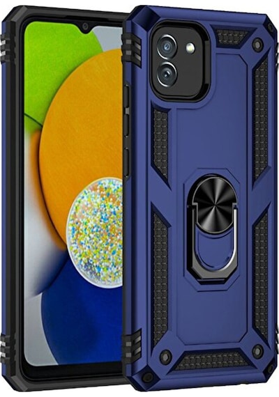 Samsung Galaxy Uyumlu A03 Kılıf Sofya Yüzüklü Silikon Kapak - Lacivert Bzsxx00 1