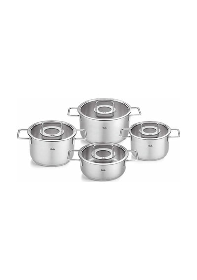 Fissler Pure Collection 8 Parça Çelik Tencere Seti Cam Kapaklı Gri