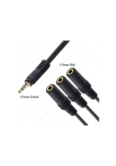 3.5mm 1 Giriş 3 Çıkış Çoklayıcı 5+1 Ses Sistemi Bağlantı Kablosu