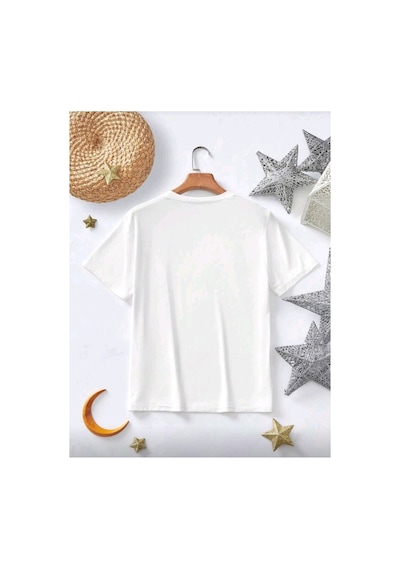 Stil X Ramazan Bayramı Baskılı Kız Çocuk Tshirt, %100 Pamuklu Kumaş Beyaz-4