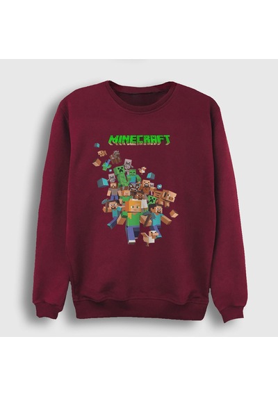 Presmono Unisex All Minecraft Sweatshirt Bordo