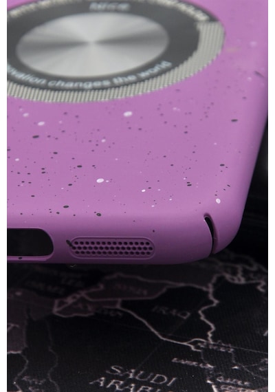 Apple Uyumlu iPhone 11 Uyumlu Mor Benekli Desenli İnce Sert Kapak Kılıf Kamera Lens Korumalı Mor -