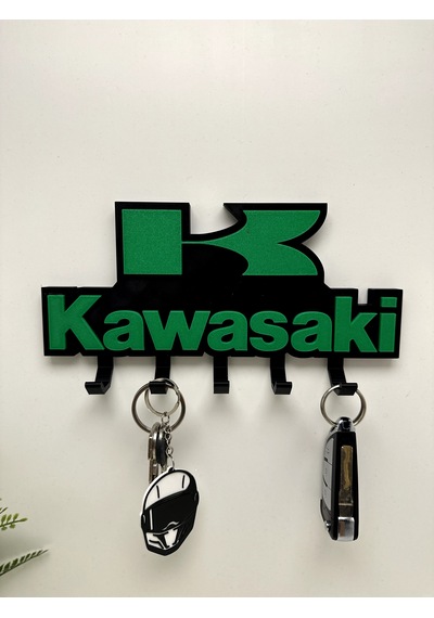 3d Baskı Dekoratif Kawasakı Model Motorcu Anahtar Askılığı Siyah - Yeşil