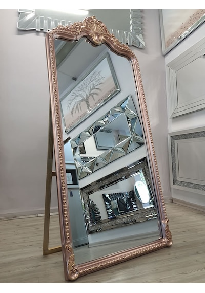 Ayna Denizi Princess Copper Gold Model Rose Gold Altın Renk Dekoratif Ayaklı Boy Aynası Altın - Rose Gold