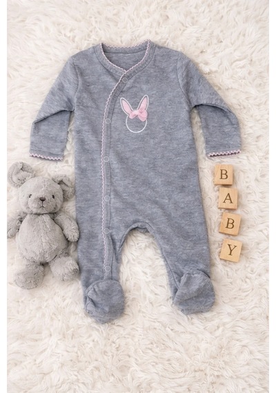 Pekminibebe Sevimli Tavşan Desenli Kız Bebek 4 Lü Tulum Seti Çok Renkli