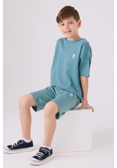 U.S. Polo Assn. Erkek Çocuk Pastel Yeşili Bermuda Takımı 5274-43646 Yeşil