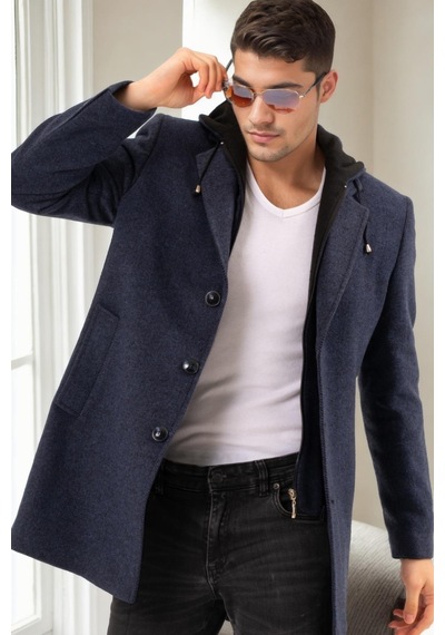 Plt9376 Dewberry Erkek Palto-desenli Lacivert Desenli Lacivert