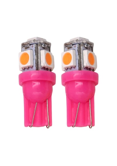 T10 Led 12V Pembe Renk 5 Ledli Park Plaka Tavan Led Ampül 5 Adet