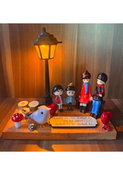 Kişiye Özel Aile Biblosu Işıklı Gece Lambası Sevgili Ve Çocuklu İsimli Hediyelik Evlilik Yıl Dönüm Hediyesi