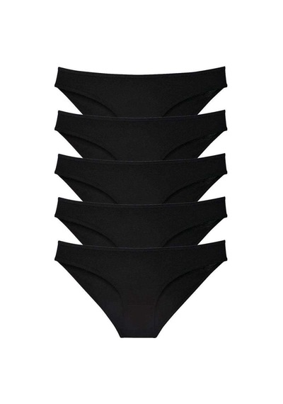 5 Adet Süper Eko Set Likralı Kadın Slip Külot Siyah Beden: Xl Standart