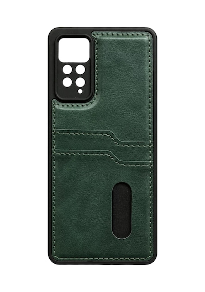 Xiaomi Redmi Note 12 Pro 4g Kılıf Sara Kartvizitli Deri Kılıf - Koyu Yeşil -