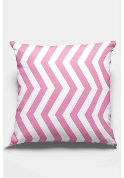 Pembe Zigzag Çift Taraflı Yastık Kırlent Kılıfı Krl303n11