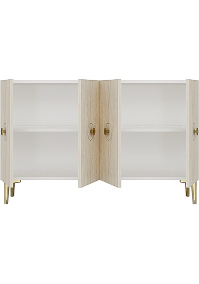 Ka1235btg Enlem Konsol Ve Tv Sehpası Beyaz-traverten-gold 120cm
