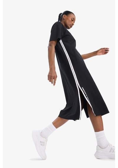 Defacto NBA Los Angeles Lakers Oversize Geniş Kalıp Kısa Kollu Pike Midi Elbise B9962AX24SM Siyah