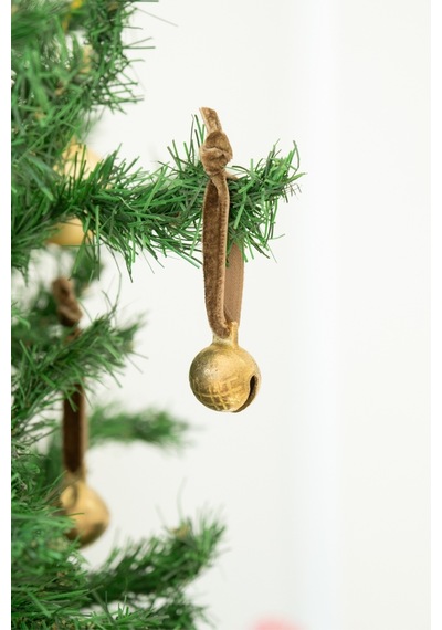 X Den.interiors Yılbaşı Ağaç Süsü Boz Yeşil Küçük Gold Top Çan Boz Yeşil - 663813123