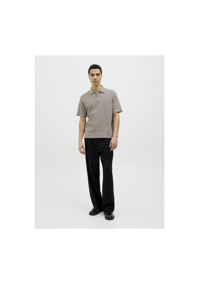 Jack & Jones Erkek Kahve Jprblatrent Jacquard Polo Sn Polo Tişört 12275090-greige Kahve
