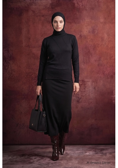 Armine Trend Geometrik Desenli Bisiklet Yaka Uzun Kollu Yan Yırtmaçlı Tunik Siyah 26ktd415 Armine Trend Geometrik Desenli Bisiklet Yaka Uzun Kollu Yan Yırtmaçlı Tunik Siyah 26ktd415