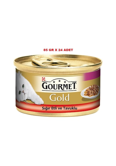 Purina Gourmet Parça Sığır Etli Tavuklu Konserve Yetişkin Kedi Maması 24 x 85 G