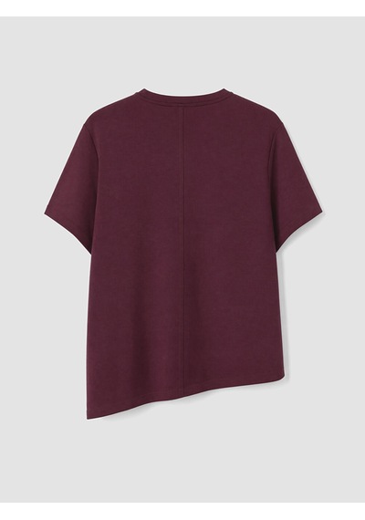 Lcw Petite Bordo Soft Touch Asimetrik Kesim Kadın Tişört