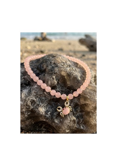 Yengeç Pembe Cam Boncuklu Kolye Pembe Pembe