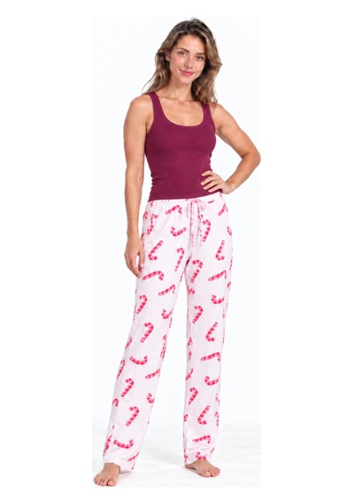Fit Women Kadın Trend Günlük Bluz Bordo Desenli Pijama Takımı