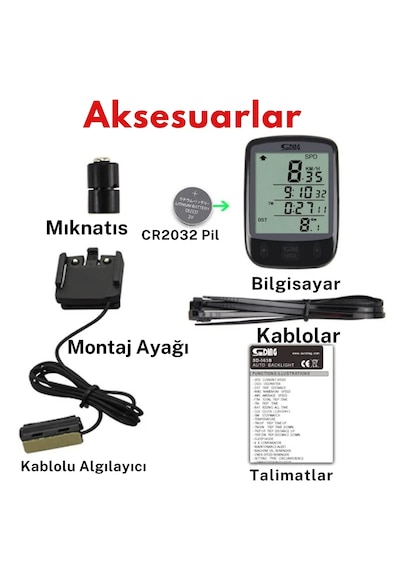 Techtic Sunding Bisiklet Km Hız Göstergesi Işıklı Led Ekranlı Siyah