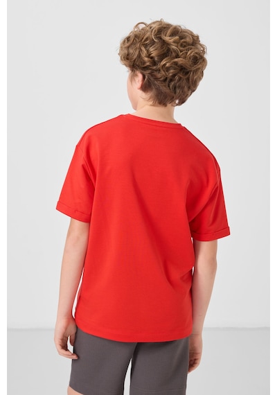 Tommylife Fiesta Pamuklu Yumuşak Dokulu Oversize Baskılı Erkek Çocuk T-shirt - 11301 Kırmızı
