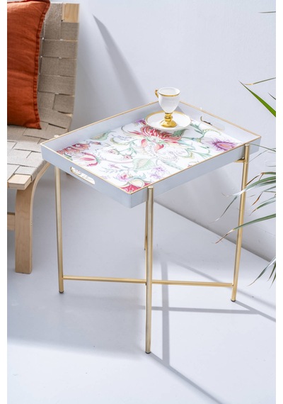 Acar Primrose Çıkarılabilir Tepsili Sehpa - 50 Cm Renkli