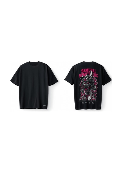 Bumeta Samurai Something Japon Samuray Oversize Unisex Tişört T-shirt Siyah